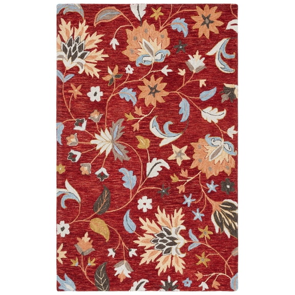 SAFAVIEH Jardin Jimmy Floral Area Rug, Red/Orange, 5' x 8'
