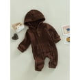 thumbnail image 3 of Gureui Toddler Baby Girl Boy Romper, Long Sleeve Solid Color Hooded Neck Casual Long Jumpsuit for Fall Spring, 3 of 9