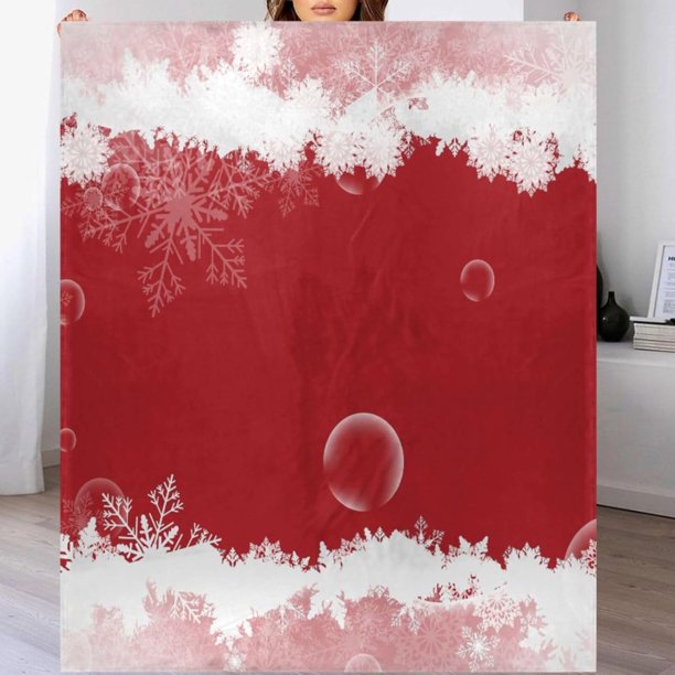 Manta para sofá de 50 x 60 pulgadas, diseño navideño de copos de nieve de invierno, suave y acogedora, de franela polar, personalizada, roja, ligera, cálida y difusa, para cama, sofá o silla.