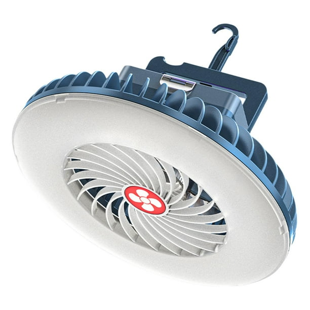 Ventilador portátil para acampar para tienda USB con recargable con luces LED Linterna Ventilador de escritorio para teléfono móvil