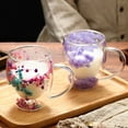 thumbnail image 6 of 12Oz Double Wall Clear Glass With Handle Artistic Insulated Cup With Petal Painting Colorful Mugs For Hot Cold Beverages Cappuccino Latte Espresso Coffee Juice(Yellow-350Ml), 6 of 7