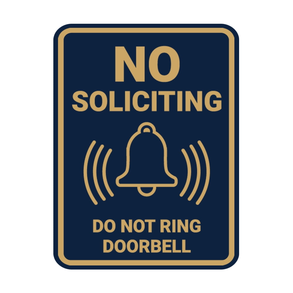 Portrait Round No Soliciting Do Not Ring Doorbell Sign (Navy Blue/Gold) -  Medium - Walmart.com