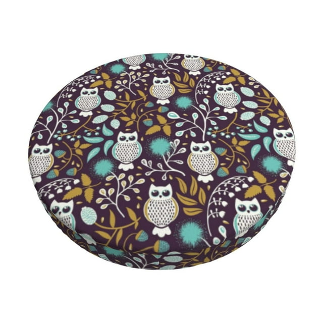 Balery Forest Cute Owl Fundas de asiento para taburete de bar redondo de tela de terciopelo ajustables que protegen de arañazos y manchas para sillas de 14 a 17 pulgadas.-14 inch