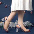 thumbnail image 2 of BLISSFUL STEP Sandales à Talons Blocs à Bout Ouvert pour Femmes avec Strass Transparents Bleu US 6, 2 of 6
