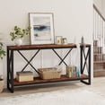 thumbnail image 6 of Finmind 70.9" Extra Long Console Table: Industrial & Rustic Sofa Table with Open Shelf, Rustic Brown, 6 of 7