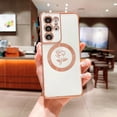 thumbnail image 5 of for Samsung Galaxy S21 Ultra Magnetic Phone Case Compatible with MagSafe Cute Rose Flower Case for Women Luxury Plating Camera Lens Protect Soft Silicone Cover for S21 Ultra 6.8" (White), 5 of 10