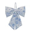 Floral Decorative Bow, Blue and White, 13.75", by 
