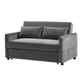 thumbnail image 2 of Velvet Sofa Bed with Adjustable Backrest, Convertible Sleeper Sofa with 2 Lumbar Pillows, Modern Futon Sofa with Plastic Legs for Living Room, Bedroom, Office, Grey, 2 of 7