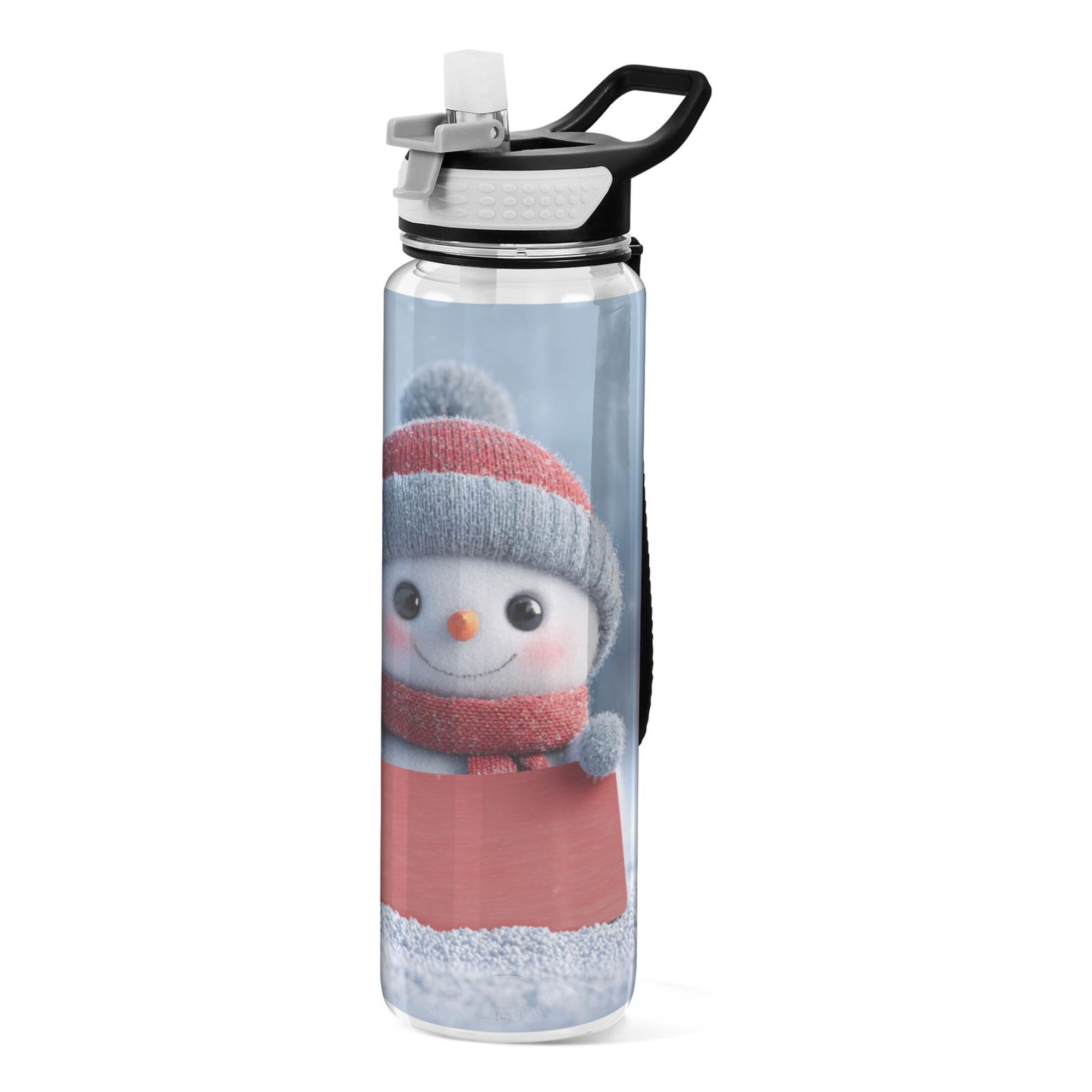 Sport Bottle Water Bottle Tritan Food Grade Clear Outdoor Water Bottle Bike Water Bottle Sturdy and Durable Snowman Cute