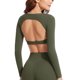 thumbnail image 1 of TaTaai Womens Long Sleeve Cutout Yoga Top Fitted Workout Shirt Breathable Running Training Tight Fit Fitness Sportswear Gift, 1 of 9