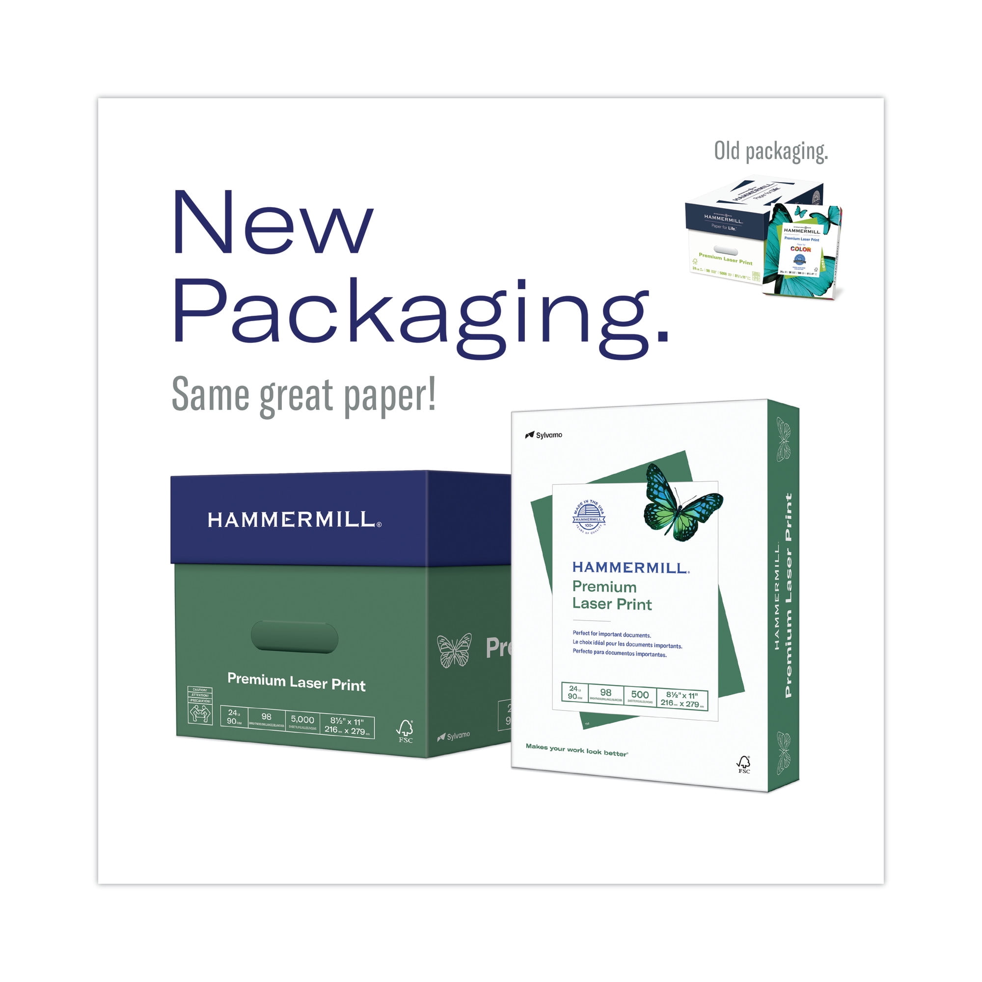 Hammermill Printer Paper, 24lb Premium White Laser Print, 8.5x11, 3 Hole Punch, 1 Ream, 500 Sheets