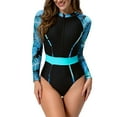 thumbnail image 2 of Hicidod One Piece Swimsuits for women Long Sleeve zipper Rash Guard surfing Bathing Suit slim fit fashion printed UV Protection wetsuit, 2 of 8