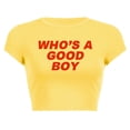 thumbnail image 4 of Womens Plus Size Short Sleeve Cropped Graphic Tees Causal Who's a Good Boy Letter Printed T Shirts Summer Crew Neck Going out Tops Shirts Z01_Yellow XL, 4 of 4