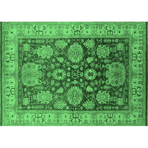 Ahgly Company Indoor Rectangle Oriental Emerald Green Traditional Area Rugs, 6' x 9'