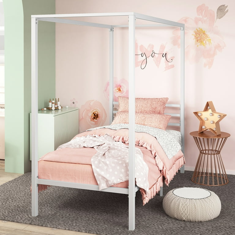 Zinus Patricia 72 White Metal Canopy Platform Bed Frame Twin Walmart