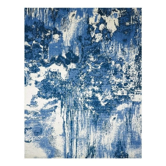 Nourison Twilight 93" x 117" Wool Indoor Rug in Blue/Ivory Finish