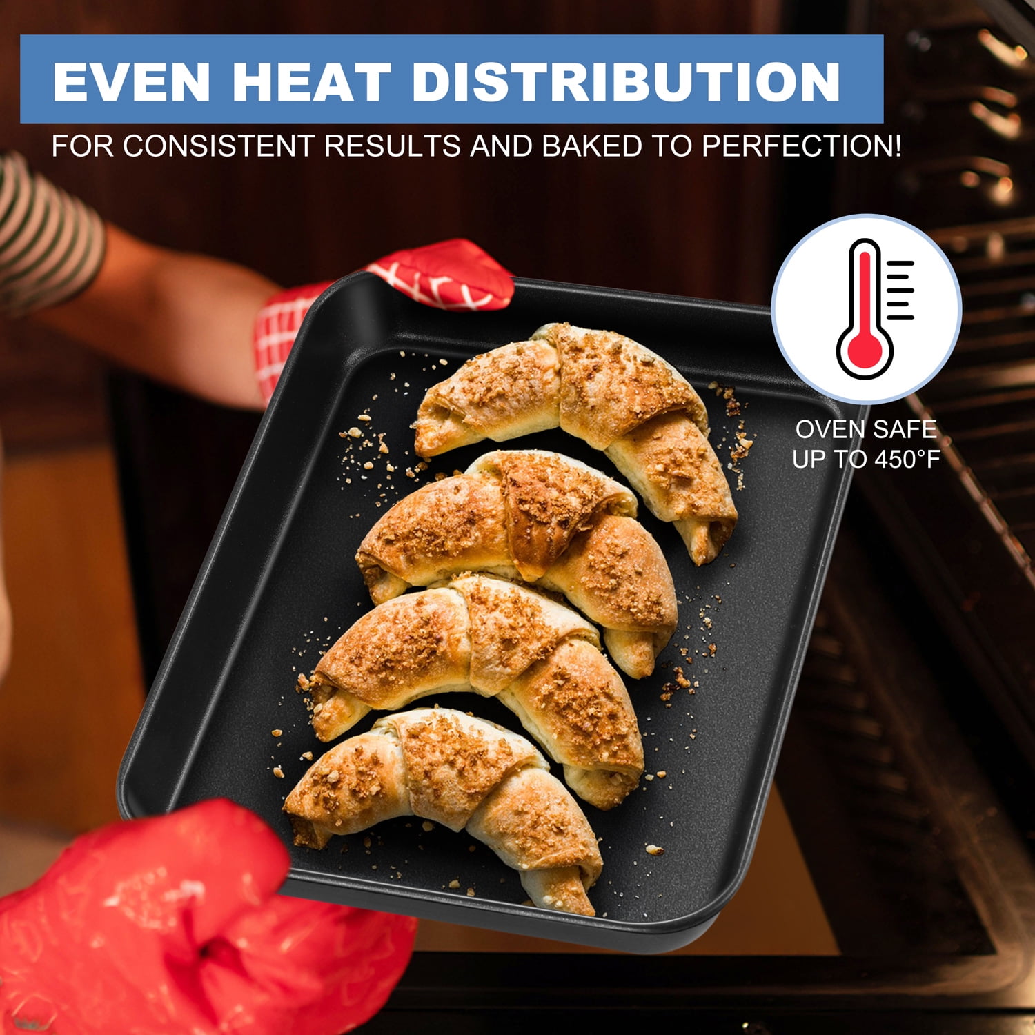 Vesteel Nonstick Baking Sheet Set of 4 (16/12/10.5/9 inch), Carbon Steel Baking Pan Tray Cookie Sheet, Half Sheet Bakeware Toaster Oven Pans for Baking