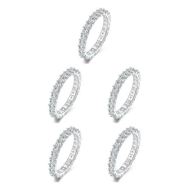 sweethay Anillo de bodas de cristal elegante baile estético novia mano nudillo vacaciones fiesta arte moda joyería regalo tamaño 6 Talla 6 5piezas