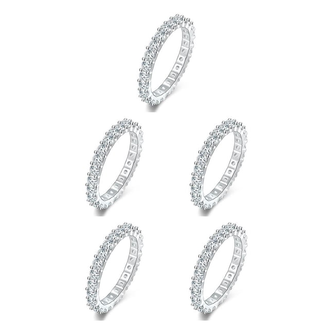 Guardurnaity Anillo de bodas de cristal elegante baile estético novia mano nudillo vacaciones fiesta arte moda joyería regalo tamaño 6 Talla 6 5piezas
