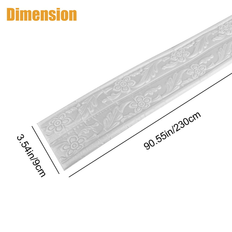 90inch Self Adhesive Flexible Foam Molding Trim, TSV 3D Waterproof Moisture-proof Wallpaper Border Peel and Stick Decorative Wall Lines for Home