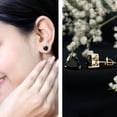 thumbnail image 3 of Rosec Jewels Natural Black Onyx Heart Earrings for Women (8 mm, AAA Quality, 4.2 Ct) - Solitaire Stud Earrings - Ready to Gift, 10K Yellow Gold, 3 of 9