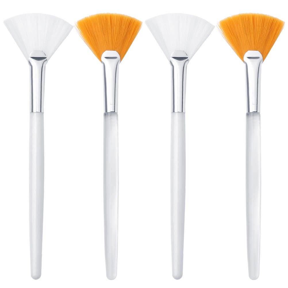 4 Pcs Facial Brushes Fan Mask Brushes, Soft Facial Applicator Brushes Tools for Peel Glycolic