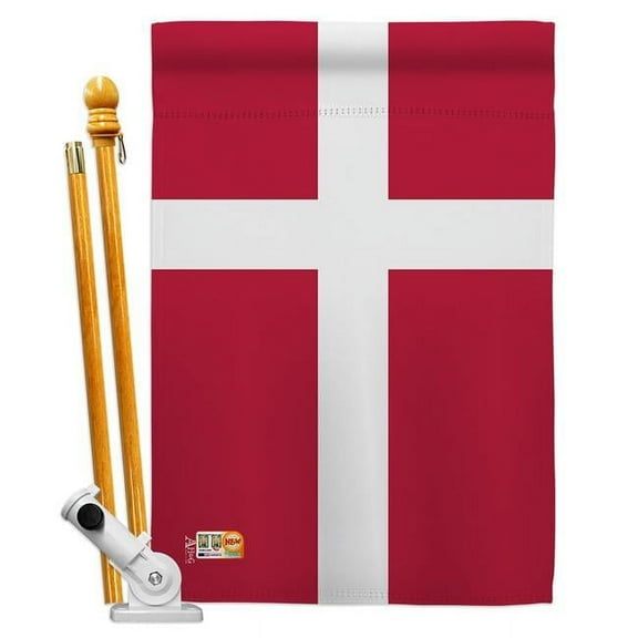 Americana Home & Garden AA-CY-HS-140067-IP-BO-D-US18-AG 28 x 40 in. Denmark Flags of the World Nationality Impressions Decorative Vertical Double Sided House Flag Set & Pole Bracket Hardware Flag Set