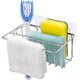 thumbnail image 3 of Estante de almacenaje para fregadero de cocina, soporte de esponja de acero inoxidable, organizador de baño de esponja con cepillo autoadhesivo para almacenar paños de cocina, 3 of 5
