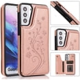 thumbnail image 3 of Phone Case for Samsung Galaxy S21 Glaxay S 21 5G 6.2 inch with Tempered Glass Screen Protector and Card Holder Wallet Cover Stand Flip Leather Cell Accessories Gaxaly 21S G5 Cases Women Girl Rose Gold, 3 of 13