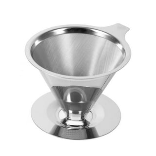 OGGI Pour Over Coffee Dripper Stainless Steel - Slow Drip Coffee Filter  Metal Cone Paperless Reusable Single Cup Coffee Maker 1-2 Cup with Dual  Layer Mesh, 4.5x3.25 / 11.4x8.3cm 