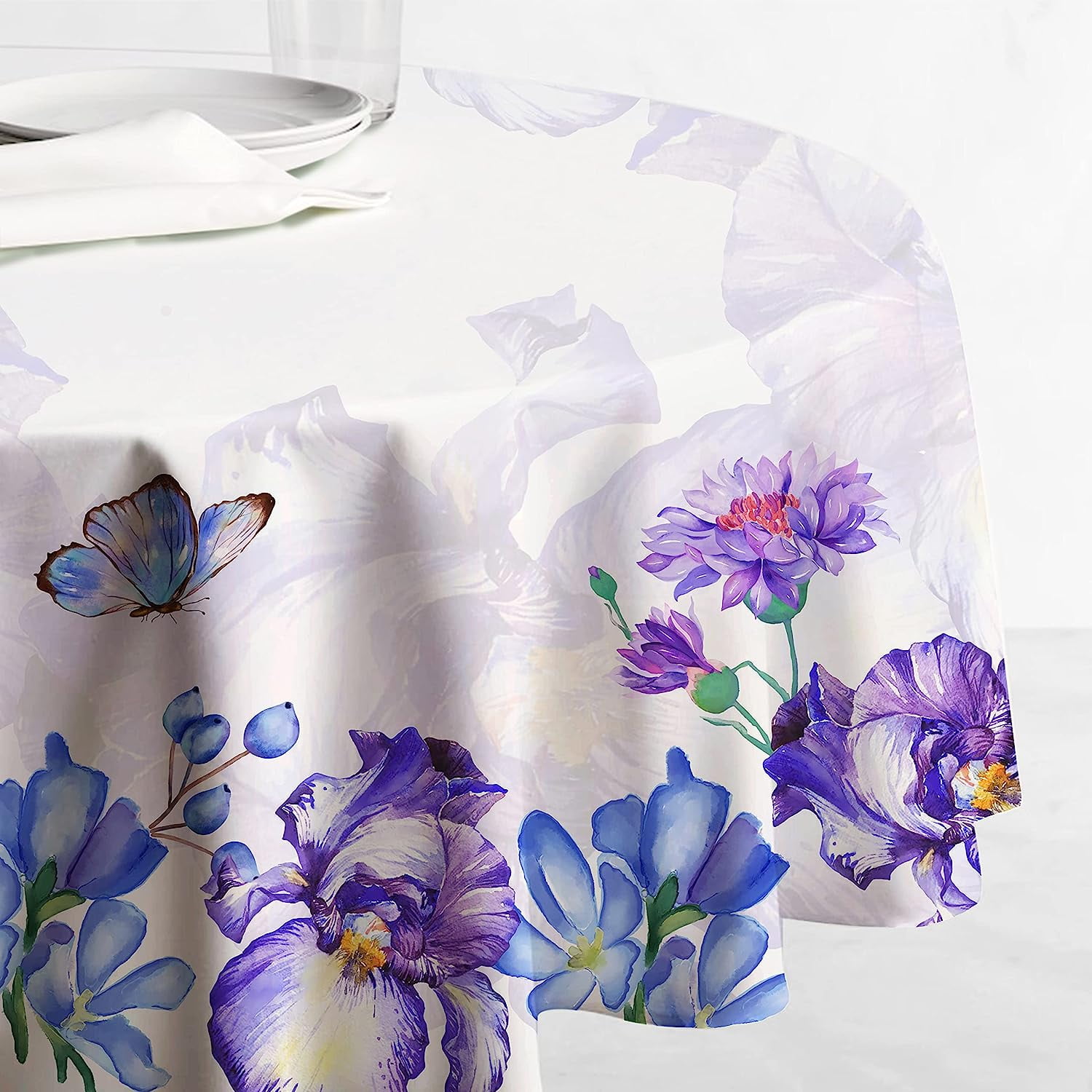 Purple Butterfly Design Tablecloth