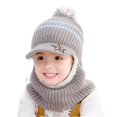 thumbnail image 2 of Eoperou 2 7 Years Small Ball Decor Star Print Wide Brim Ear Baby Hat Autumn Winter Unisex Thickened Plush Lining Scarf Cap, 2 of 8