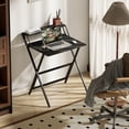 thumbnail image 2 of HOMCOM Small Folding Desk Foldable Computer Desk with Monitor Shelf Black, 2 of 8