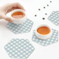 thumbnail image 6 of Bingfone Vintage Daisy Plaid Blue Leather Drinks Coasters with Set of 6,Suitable for Home Kitchen,Coffee Cup Coasters Home Gift, 6 of 7