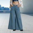 thumbnail image 4 of Mepaouo Wide Leg Pants for Women Low Waisted Palazzo Baggy Denim Jeans Y2K Loose Trousers(Blue,S), 4 of 9