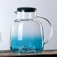 thumbnail image 1 of Pichet en Verre Épais / Distributeur de Thé Glacé en Borosilicate Antidéflagrant de 1,8l - Contenant de Boisson d'Été - Bouteille d'Eau Infuseur de Citron / Grand Ouverture / Sûr pour Chaud et Froid / Bleu / Usage Domestique, 1 of 9