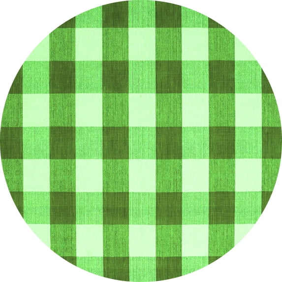 Ahgly Company Indoor Round Checkered Green Modern Area Rugs, 8' Round