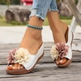 thumbnail image 5 of Xdegoge Sandals for Women Summer Wedge Slides Open Toe Flower Decor Contrast Stitching Platform Mules Casual Beach Walking Shoes Lightweight Non Slip Sole Ladies Footwear, 5 of 9