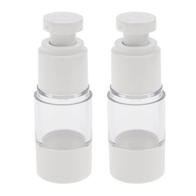 pitrice 2x Sterile Airless Pump Bottle Refillable Toner/Lotion/Serum Container 15ml