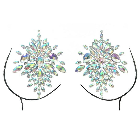 WREESH Exquisite Acrylic Chest Sticker Diamond Art Carnival Party Chest Decoration