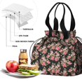 thumbnail image 4 of Pioneer Flower Drawstring Lunch Bag Women - Drawstring Lunch Bag Insulated for Work Office - Stain-Resistant Large Lunchbags for Women with Multi-Pockets, 4 of 6