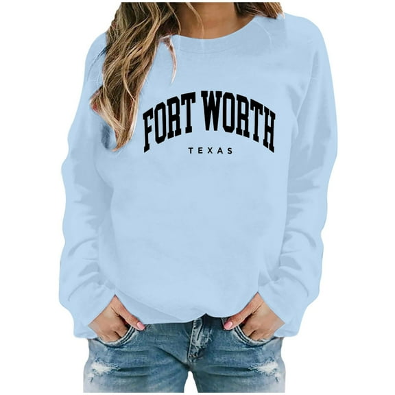 Hauaitttt Womens Casual Letter Print Crewneck Pullover Hoodless Sweatshirt Fall Long Sleeve Sweatshirts Top Blouse 05 Fall Tunic Fall Outfit Cute Top Hooded Sweatshirt Women Binding Athletic Hoodies