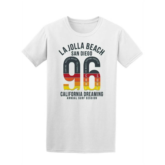 Smartprints Mens Graphic Tee - La Jolla Beach San Diego - Regular Fit 100% Cotton