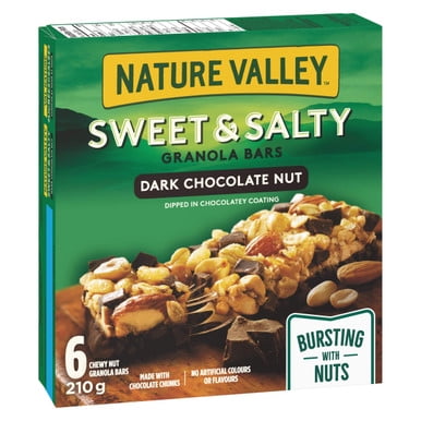NATURE VALLEY  Sweet & Salty Dark Chocolate Nut Granola Bars  6 Count  210g/7.4 oz.  Box  {Imported from Canada}