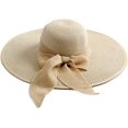 thumbnail image 5 of Sombrero de paja de ala ancha para mujer (caqui), sombrero plegable y enrollable, sombrero de playa, UPF 50+. JM, 5 of 5