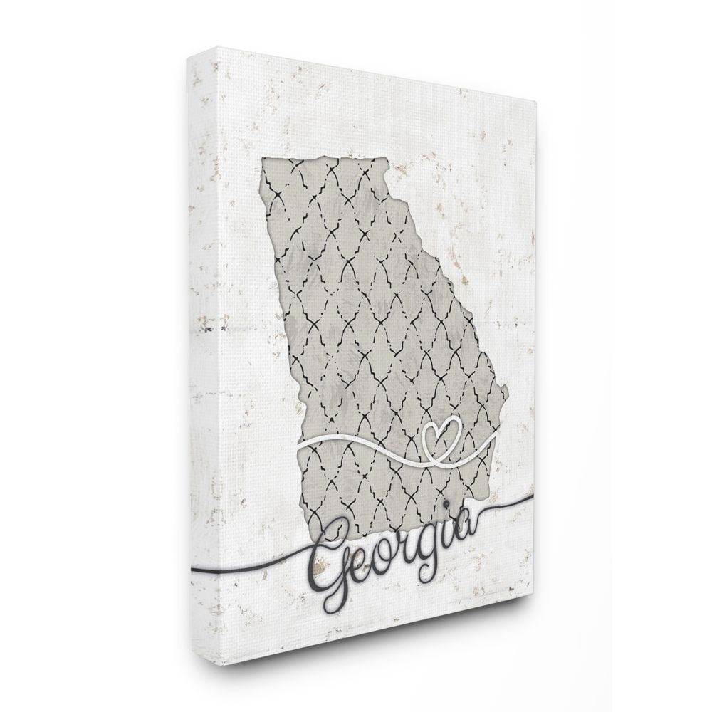 Stupell Industries Georgia Patterned Grey US State Design Canvas Wall Art by Ziwei Li