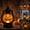 A, variant on Qonioi Black Halloween Pumpkin Decoration, Spooky Plastic Night Light with Glow Effect, 4.72 Inch Mini Pumpkin for Room Garden Mantel Shelf