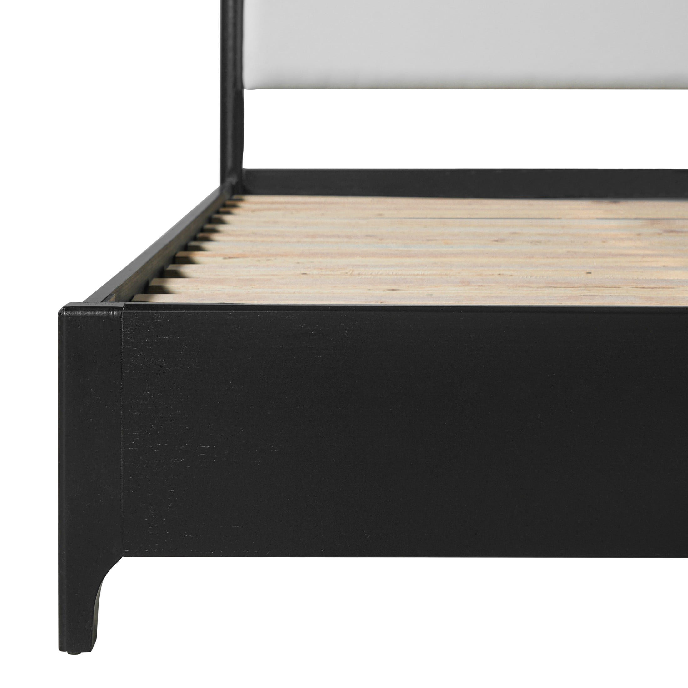 Christopher Knight Home Transitional Platform Bed Frame with Upholstered Headboard, King Size, Black