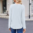 thumbnail image 5 of Basic T Shirts for Women Women's Fashion Solid Color Round Neck Long Sleeve T-shirt Casual Autumn Tops, 5 of 7