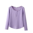 thumbnail image 5 of Sakmal Pullover Pajama Tops Women Long Sleeve Loungewear Crew Neck Purple Loungewear for Women XL, 5 of 5